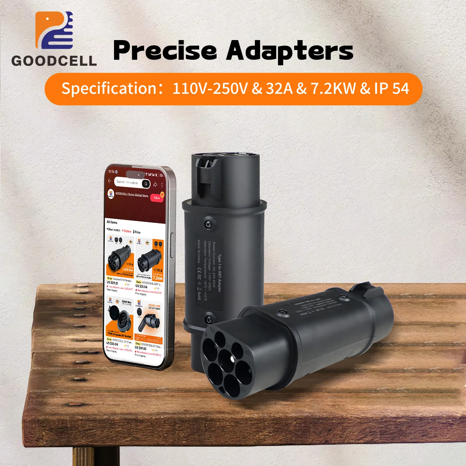 

Адаптер зарядного устройства GOODCELL Type1 — GBT EV Адаптер зарядного устройства SAEJ1772 — GBT, подходящий для зарядного устройства GBT EV от J1772 32A, 1 фаза