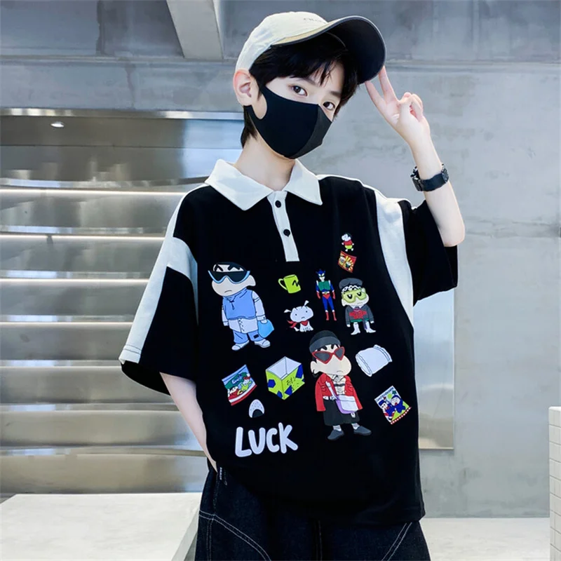 

Boys' summer printed POLO shirt Children's short-sleeved T-shirt 2024 new CUHK children Korean version tide 5-15 years old youth