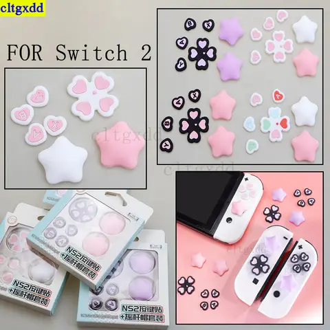 Cltgxdd 1 Juego adecuado para Switch 2 cubierta de agarre de palanca de pulgar silicona suave D-pad botón cruzado ABXY tapa de joystick