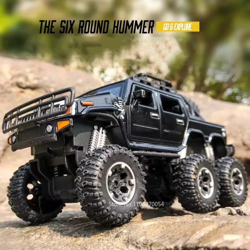 รถตำรวจของเล่นโมเดลรถตำรวจรถของเล่น1/32 Hummer รถตำรวจหล่อจากอัลลอยด์ประตูเปิดได้7ประตูเปิดไฟเสียงดึงถอยหลังของเล่นล้อยางของขวัญสำหรับเด็ก