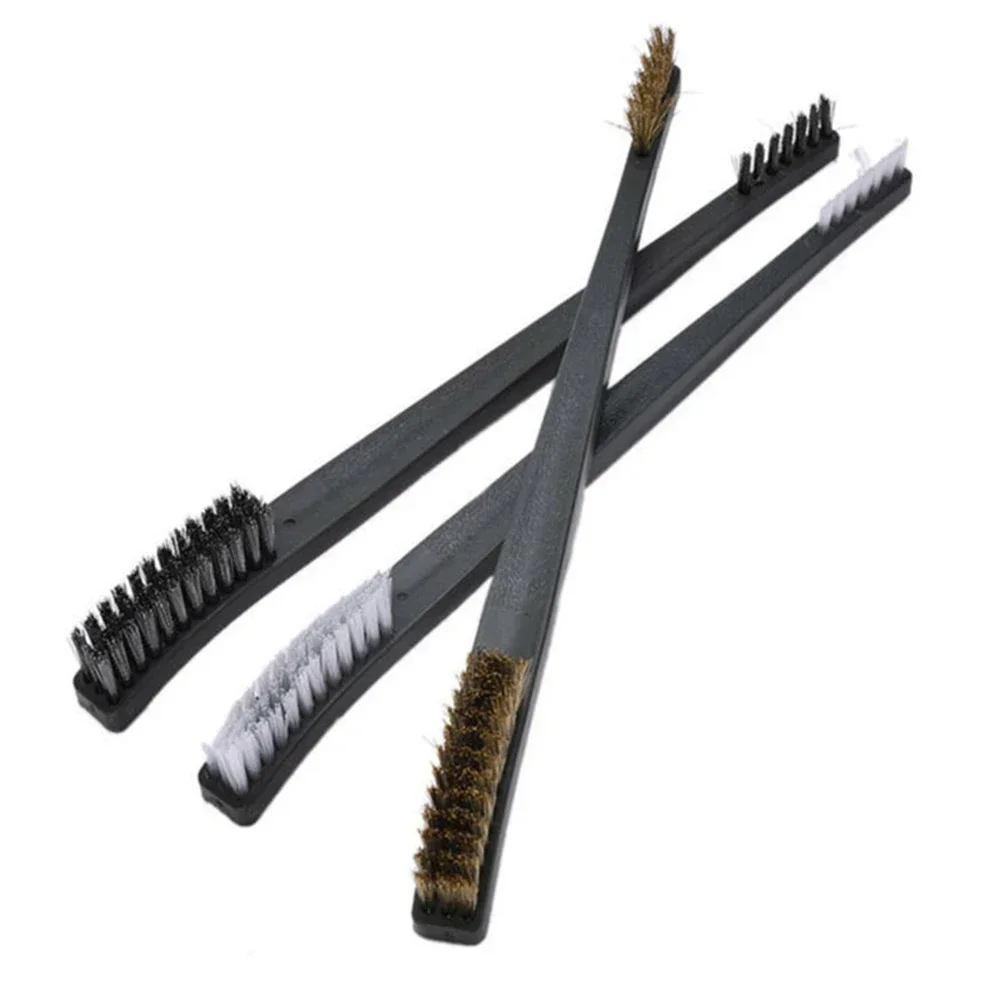 Imagem -05 - Conjunto de Escova de Fio de Cabeça Dupla Peças Aço Latão Nylon Limpeza Polimento Ferrugem de Metal Remoção de Ferrugem de Duas Cabeças e Escova de Limpeza