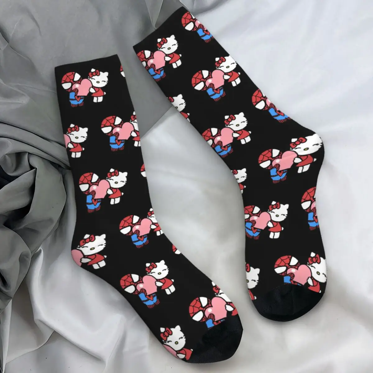 

Spiderman Hello Kitty Love Socks Novelty Stockings Winter Anti Skid Couple Socks High Quality Graphic Climbing Socks