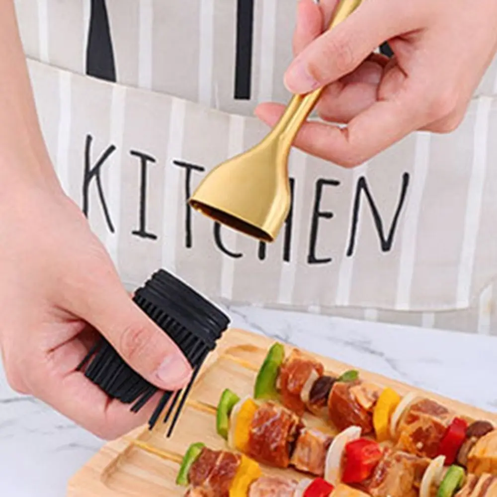 

Hangable Stainless Steel Silicone Brush Heat Resistant Reusable BBQ Grill Oil Sauce Brush Removable Cooking Brushes Pastry