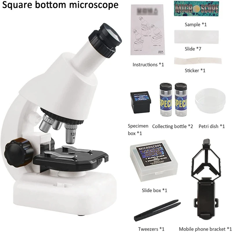 Microscopio per bambini Set giocattoli HD 1200 volte fai da te esperimento biologico lente d'ingrandimento per bambini principianti