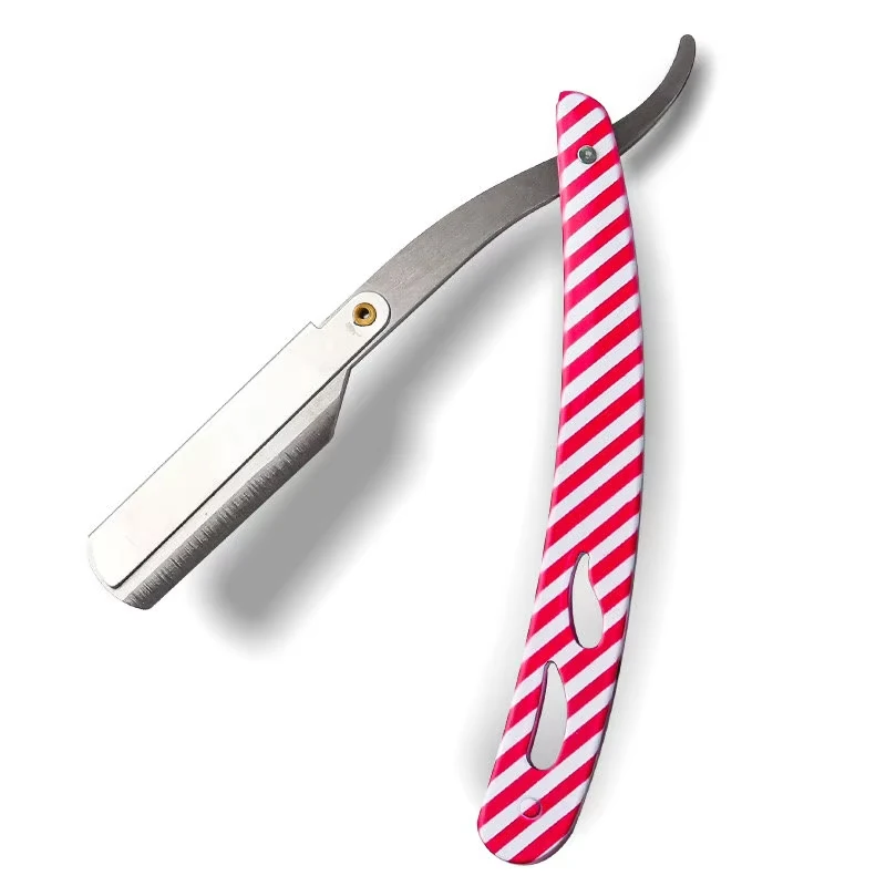 Barbeador multicolorido masculino, barbear com borda reta, facas manuais para barbear e cuidados com a barba, lâminas substituíveis