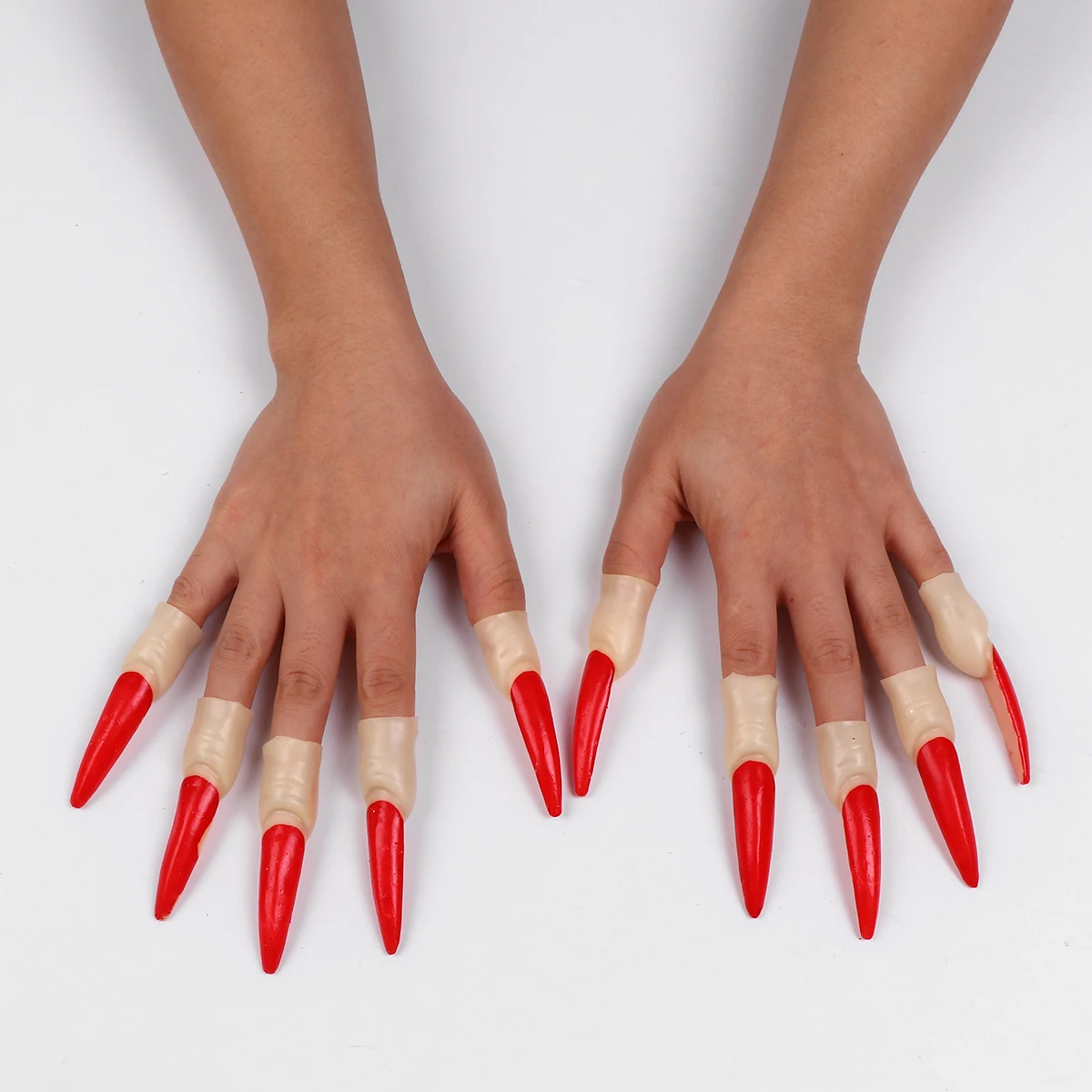 11 Pcs Hand Fake Nose Nail Set Nails Halloween Witch Fingers Red Rubber Role Play