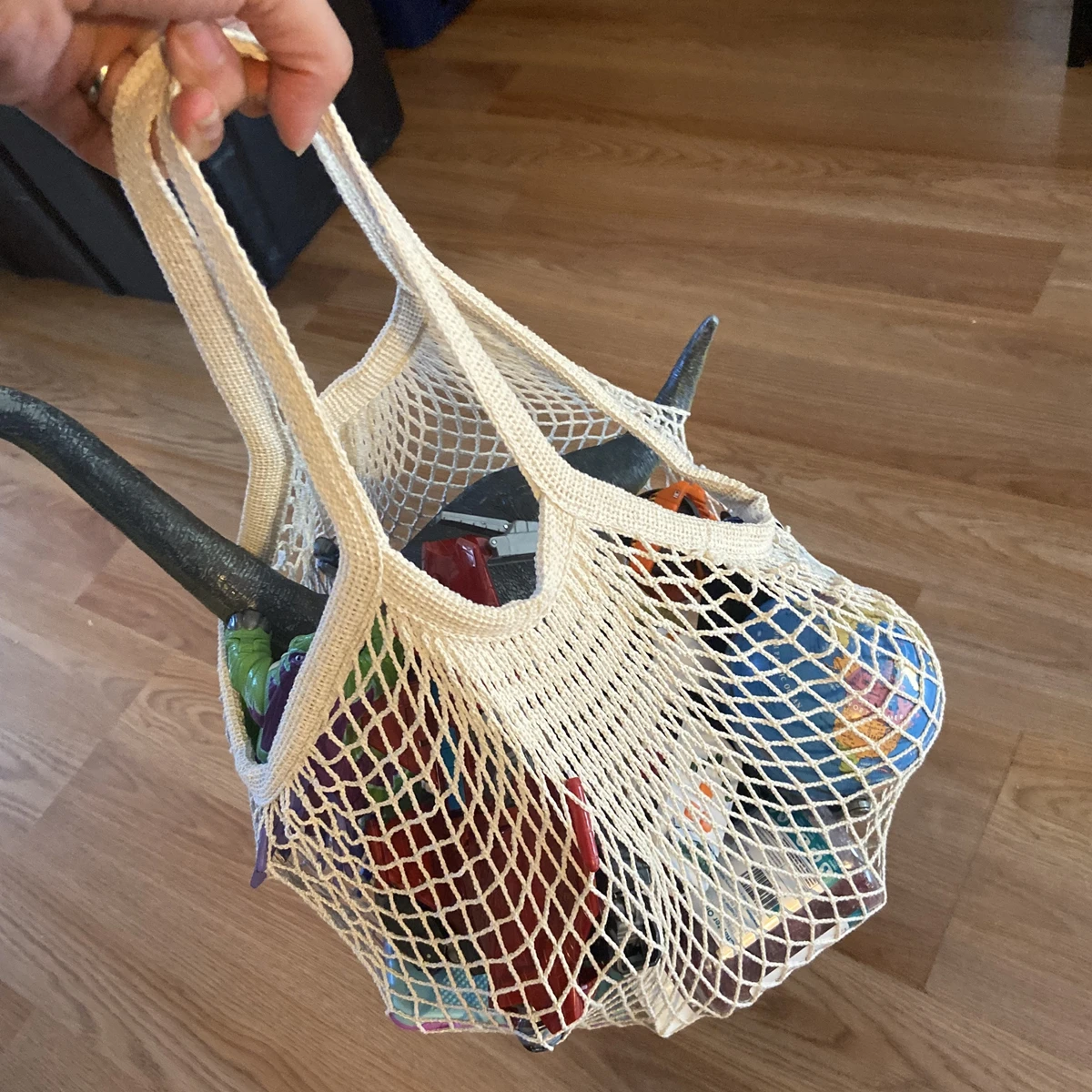 Cotton Mesh Grocery Bags for Vegetable Fruit Reusable String Shopping Bag Storage Handbag Totes Mesh Net Bags Short Handle