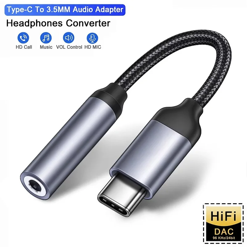 USB-C auf 3,5-mm-Kopfhörerbuchse-Adapter Typ C Aux-Audiokabel-Adapter für Huawei Xiaomi OnePlus OPPO iPad Pro Mobiltelefon