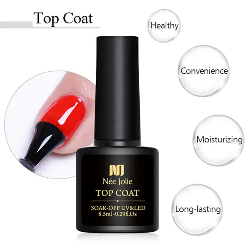 Long-Lasting Gel Top Coat, Selagem Brilhante, Glamoroso, Acabamento Profissional, Fácil Aplicação, Não Há Necessidade de Limpar