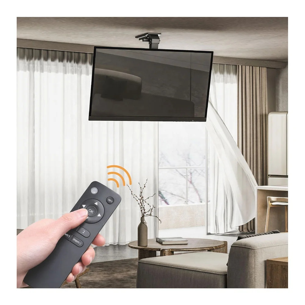 

LUMI 37-75-дюймовые телевизоры с умным пультом дистанционного управления, моторизованный подъемник, откидной настенный кронштейн для электрического телевизора VESA для плоских и шатых потолков