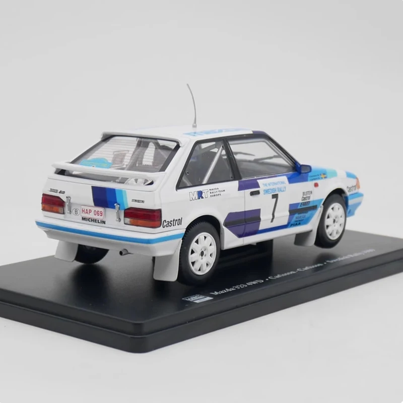 IXO 1:24 Mazda 323 4WD WRC 1989 Modello di auto da rally in lega Collezione statica Decorato Regali di festa Giocattoli