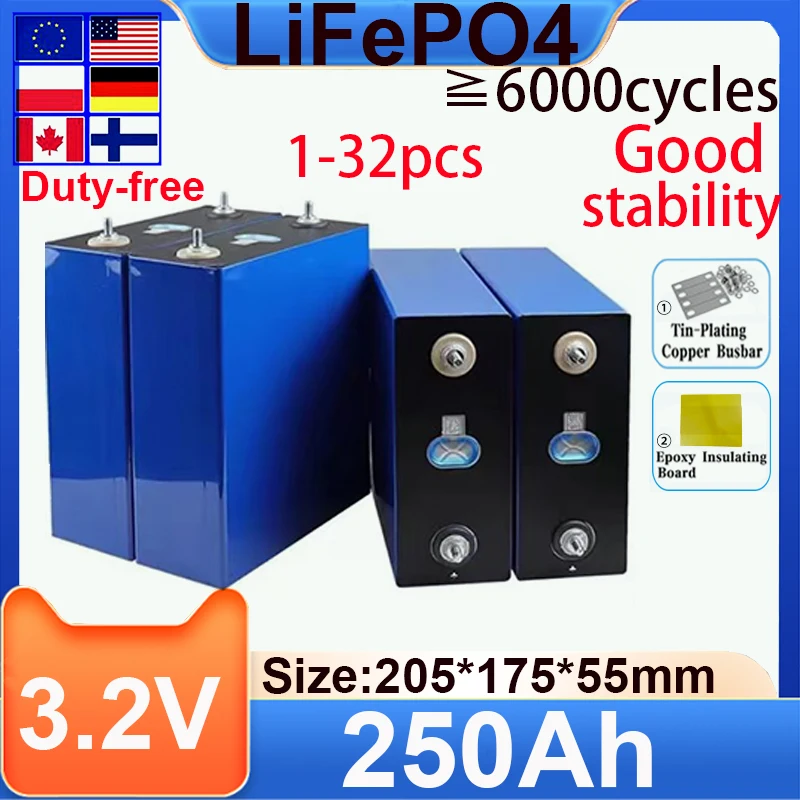 

EVE3.2V 250Ah LiFePO4 Battery Lithium Iron Phosphate ForInverter Campers Golf Cart Off-Road Grade A TAX FREE