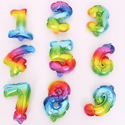 Five Inch Number 0-9 Rainbow Cake Toppers Foil Balloons Party Balloon Mini Cupcake Topper for Wedding Birthday Party Decorations