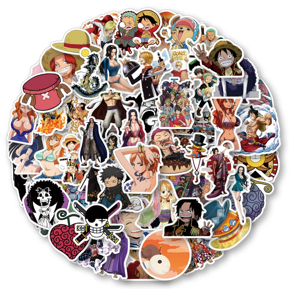 10/30/60 pçs uma peça anime graffiti adesivos decalques diy skate guitarra bagagem telefone à prova dwaterproof água legal mangá adesivo brinquedo decoração