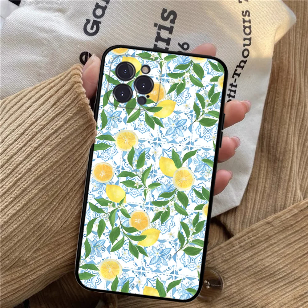 Mediterranean Lemon Phone Case For iPhone 15 14 11 12 13 Mini Pro XS Max Cover 6 7 8 Plus X XR SE 2020 Funda Shell