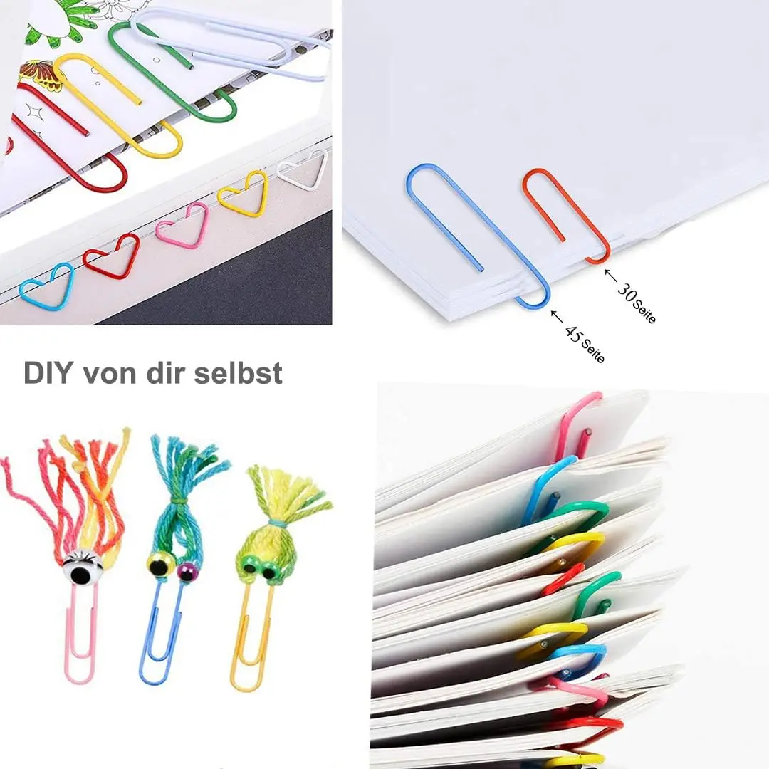 Color paper clips, 400 medium and jumbo (1.3 "and 2") paper clips, durable, rust resistant