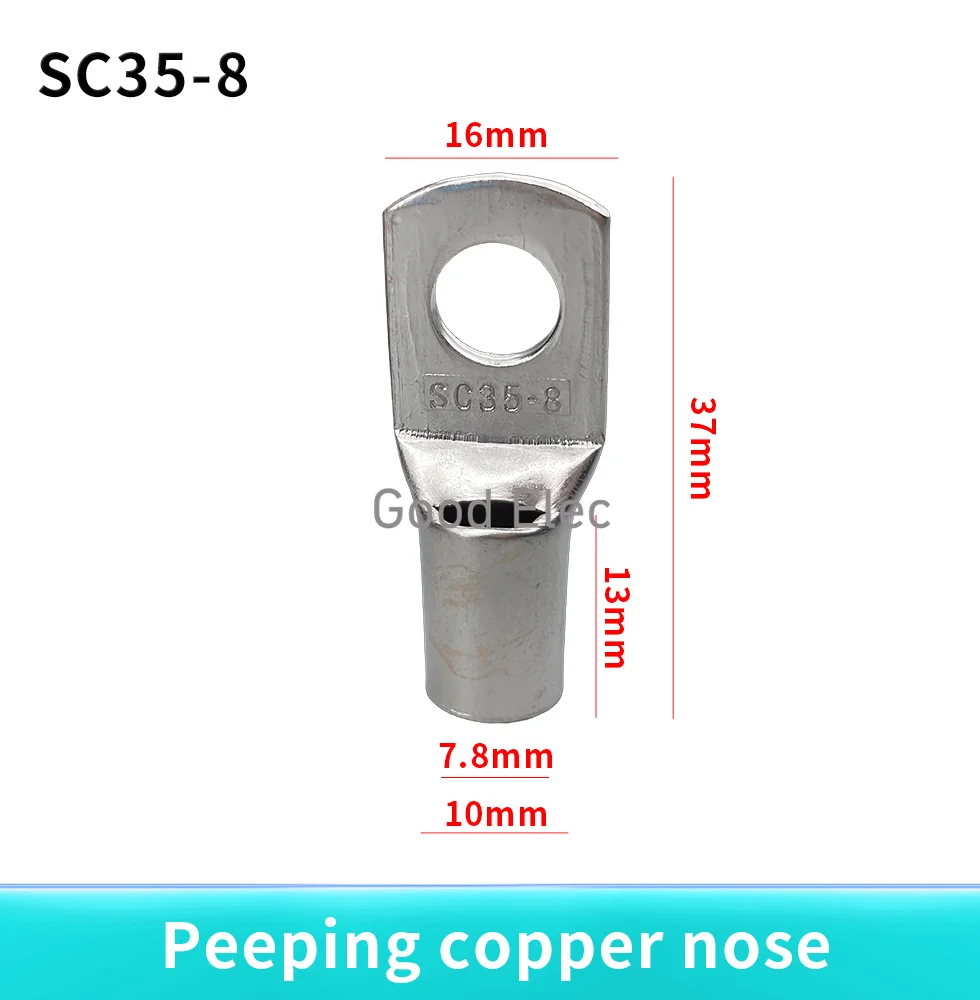 SC35-8 Bolt Hole Tinned Copper Cable Lugs Battery Terminals 35mm Wire