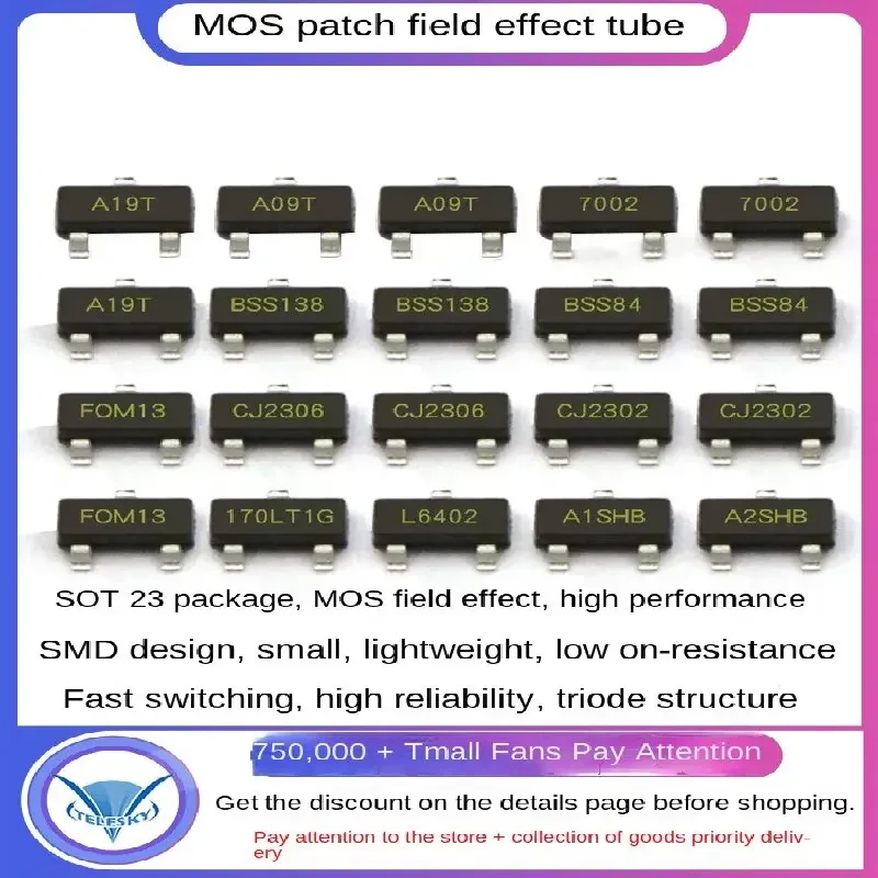 20PCS AO3400a AO3401a MOS SMT field-effect transistor, SOT23 voltage regulator, 2301 transistor