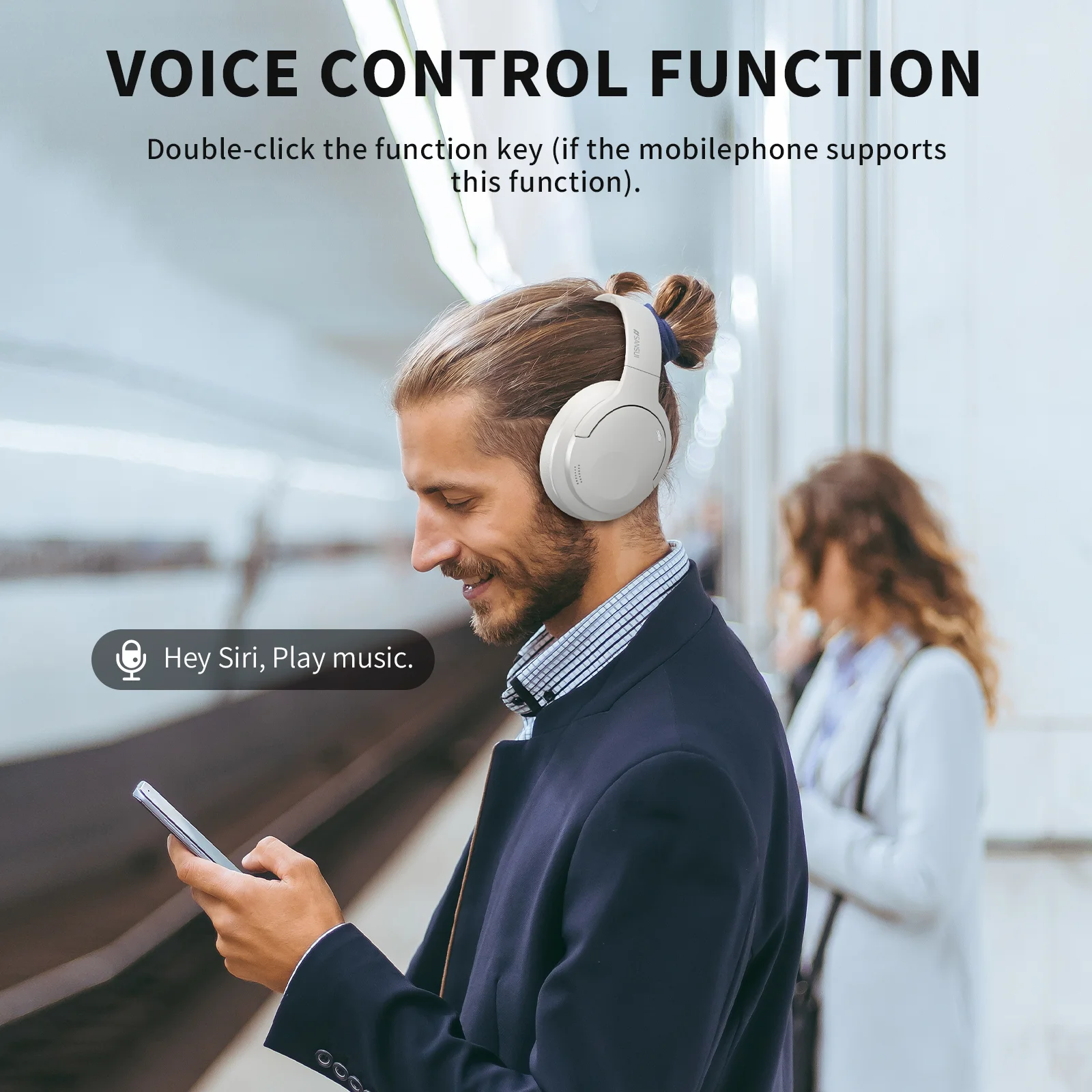 Sansui ANC Bluetooth 5.4 Earphones -50dB Active Noise Canceling Headset Wireless Over-Ear Headphone with External Microphone