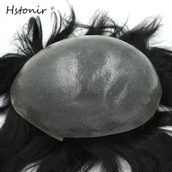 Hstonir Mens Hairpieces nodi Toupee Indian Remy Hair Thin Skin Mens Toupee sistemi di sostituzione dei capelli H080