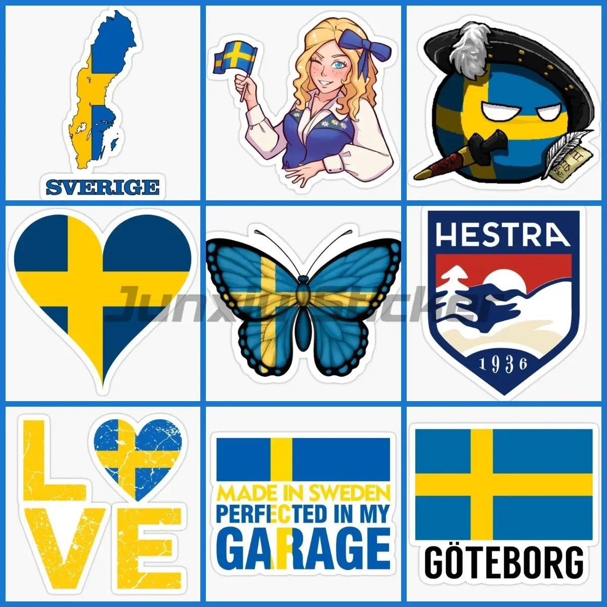 

Swedish Flag Map Love Stickers Car Window Door Bumper Laptop Truck Wall Vinyl Accsesories Decoration Decal Customizable