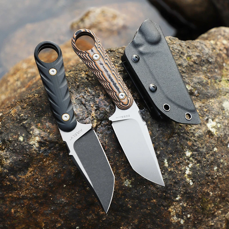 High-hardness DC53 steel straight-edge knife; ideal for outdoor hiking and camping; everyday carry (EDC) tool (includes sheath)