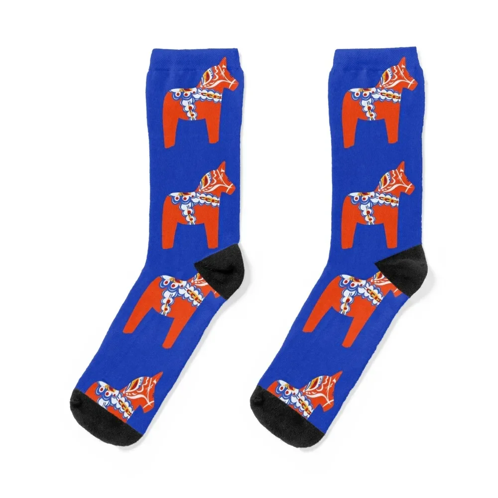 Red Swedish dala horse Socks summer Run Novelties Men's Socks Women's