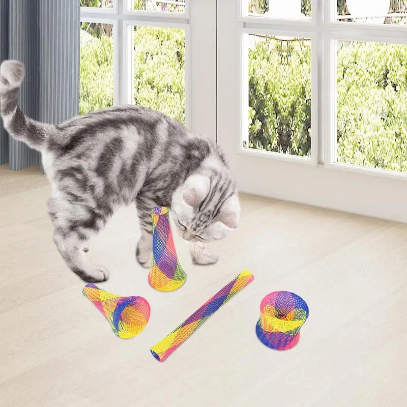 Kitten Toy Spring Tube Durable And Colorful Spring Coils Interactive Flexible Spring Chew Toys For Cats And Kittens To Swat Bite