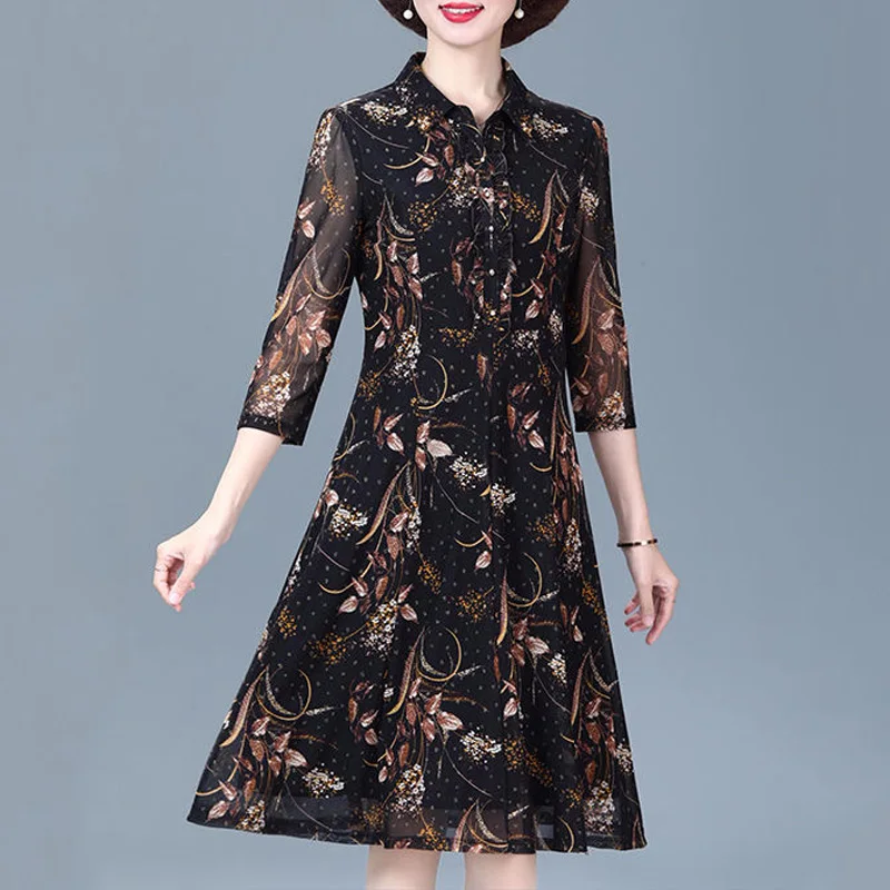 กระโปรงผู้หญิงวัยสูงอายุและปานกลาง2023ใหม่ฤดูใบไม้ผลิฤดูร้อนสไตล์ทันสมัยและสูงส่ง