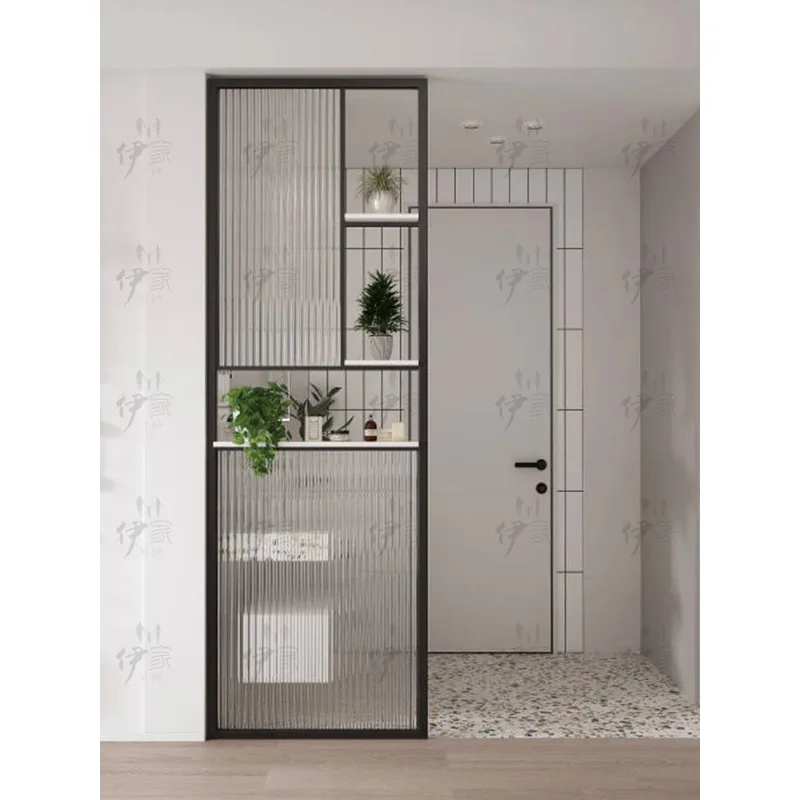 Bathroom Changhong ultra-white glass half-wall screen Nordic living room entrance iron hollow office partition