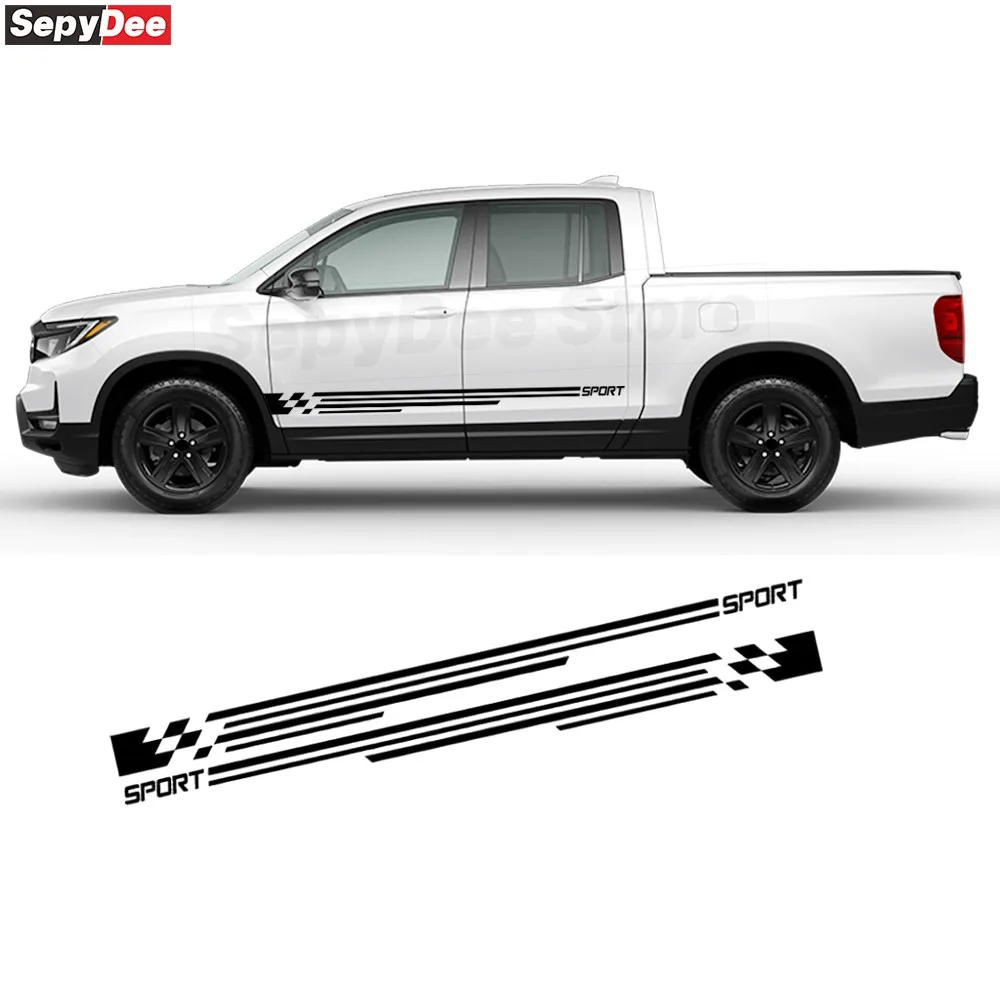 

2 шт. для Honda Ridgeline, наклейка с боковыми полосками, пикап, гоночный спорт, наклейка на кузов, автомобильные аксессуары