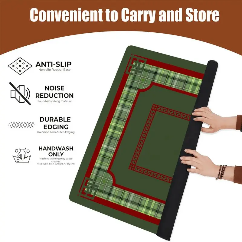 VIKAMA Vintage Tartan Mahjong Mat Square Noise-Dampening Table Cover for Family Game Night Party Gift Home Decor