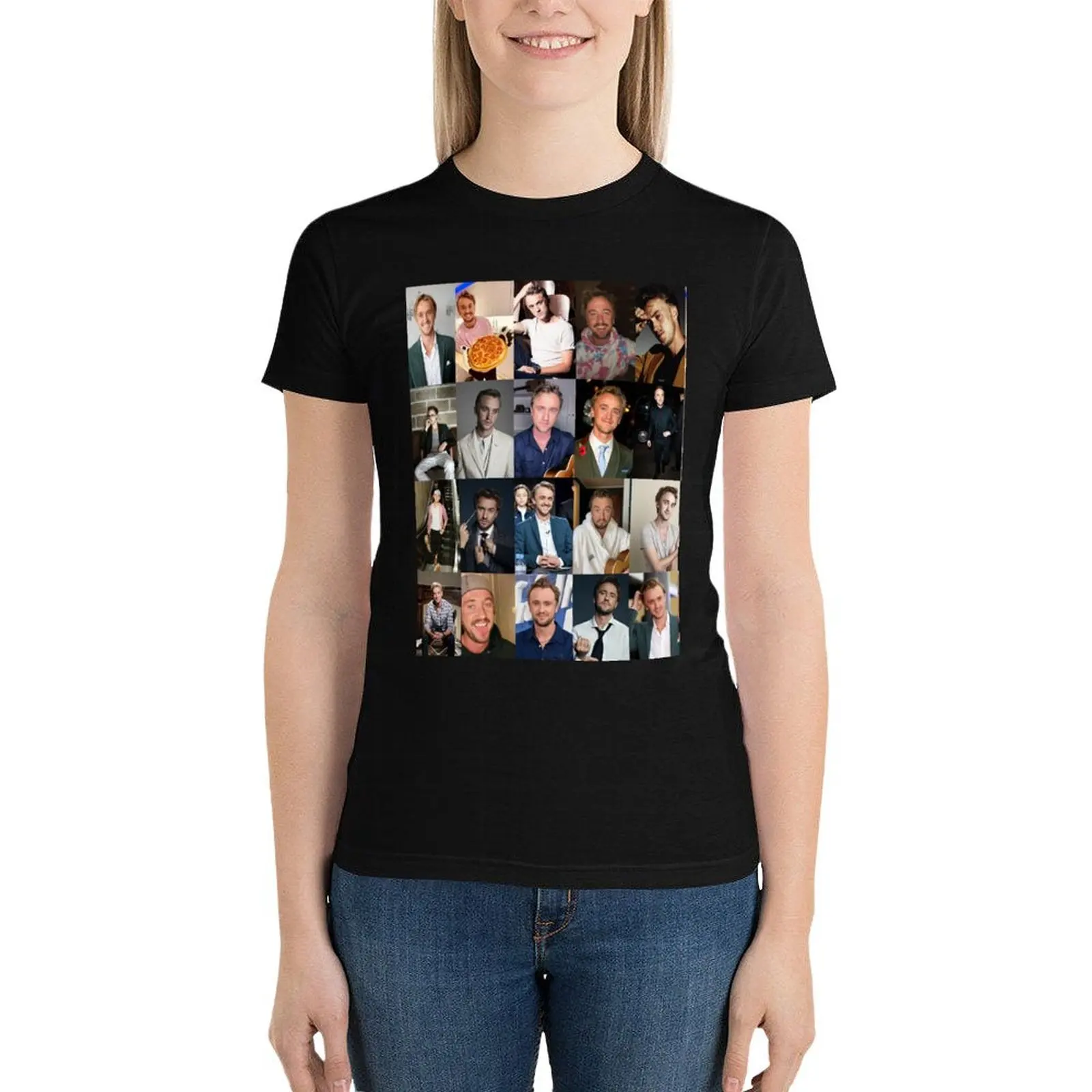 

Tom Felton Collage T-Shirt Female clothing animal print shirt for girls t-shirt dress for Women sexy