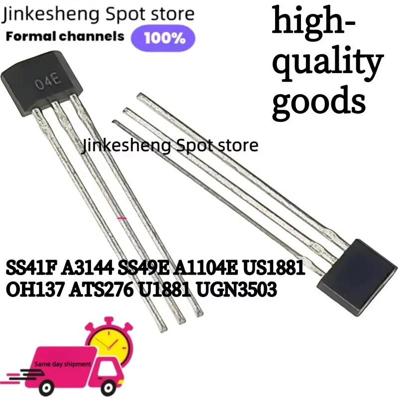 10PCS SS41F A3144 SS49E 0H137 ATS276 US1881 UGH3503 US5881 A1104E TO-92 Sensor de Elemento Hall Motor 3 Pines para Arduino