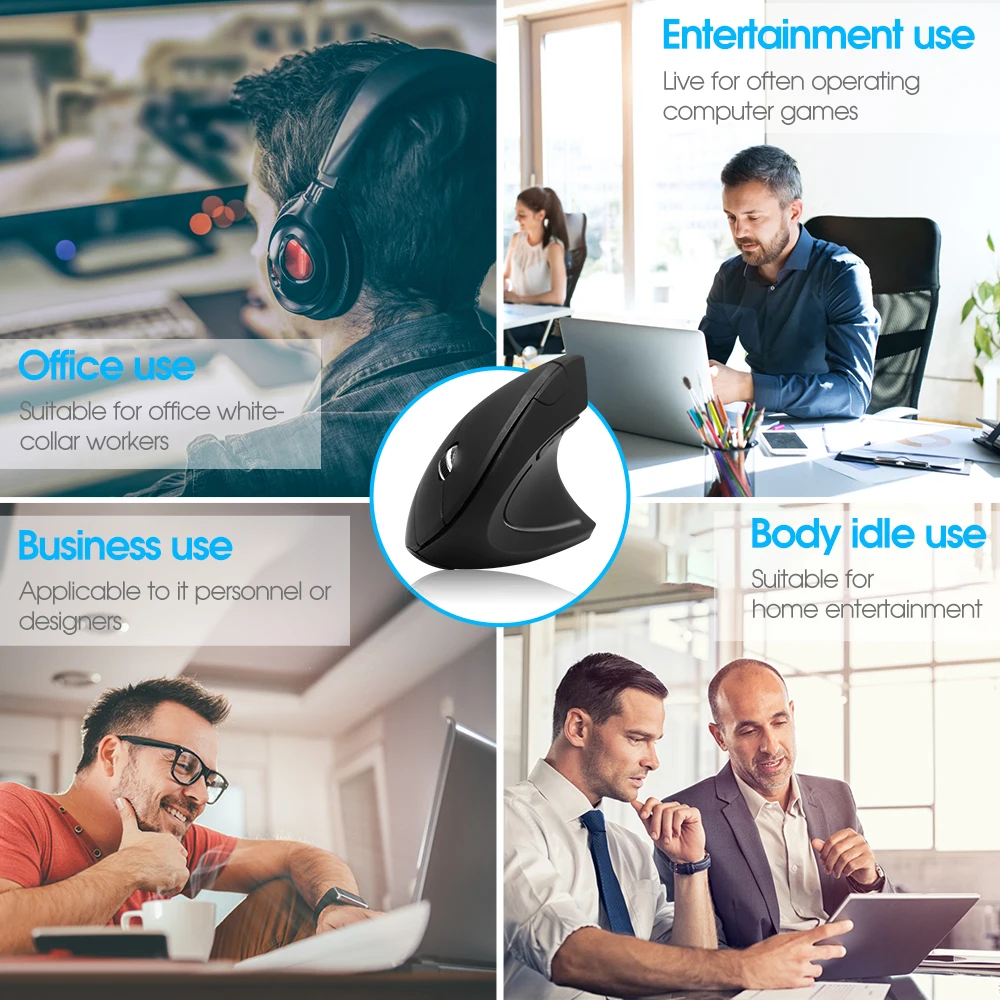 Mouse verticale senza fili Mouse da gioco Mouse USB Mouse ergonomico da tavolo Mouse verticale 1600 DPI per PC Laptop Office Home