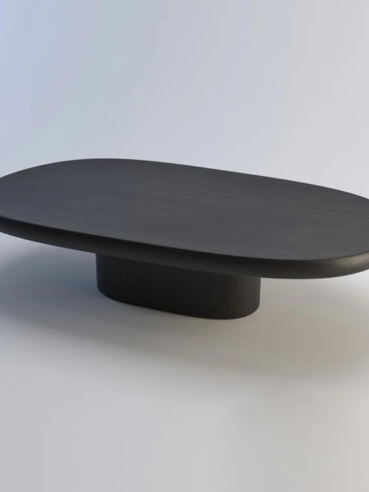 

Nordic light luxury, wabi-sabi, modern simplicity, model room, oval black oak, Italian coffee table, living