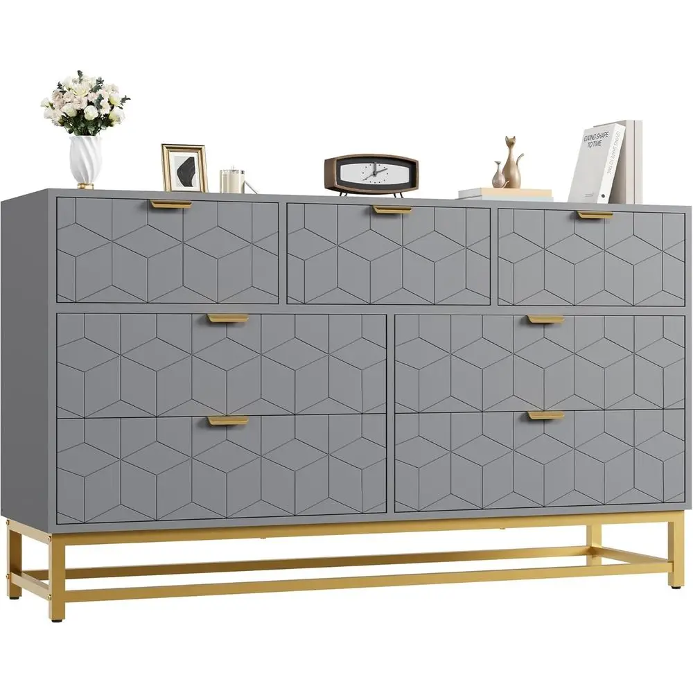 Large 53.5 Bedroom Chest with Metal Legs and Wide Storage Organizer for Living Spaces