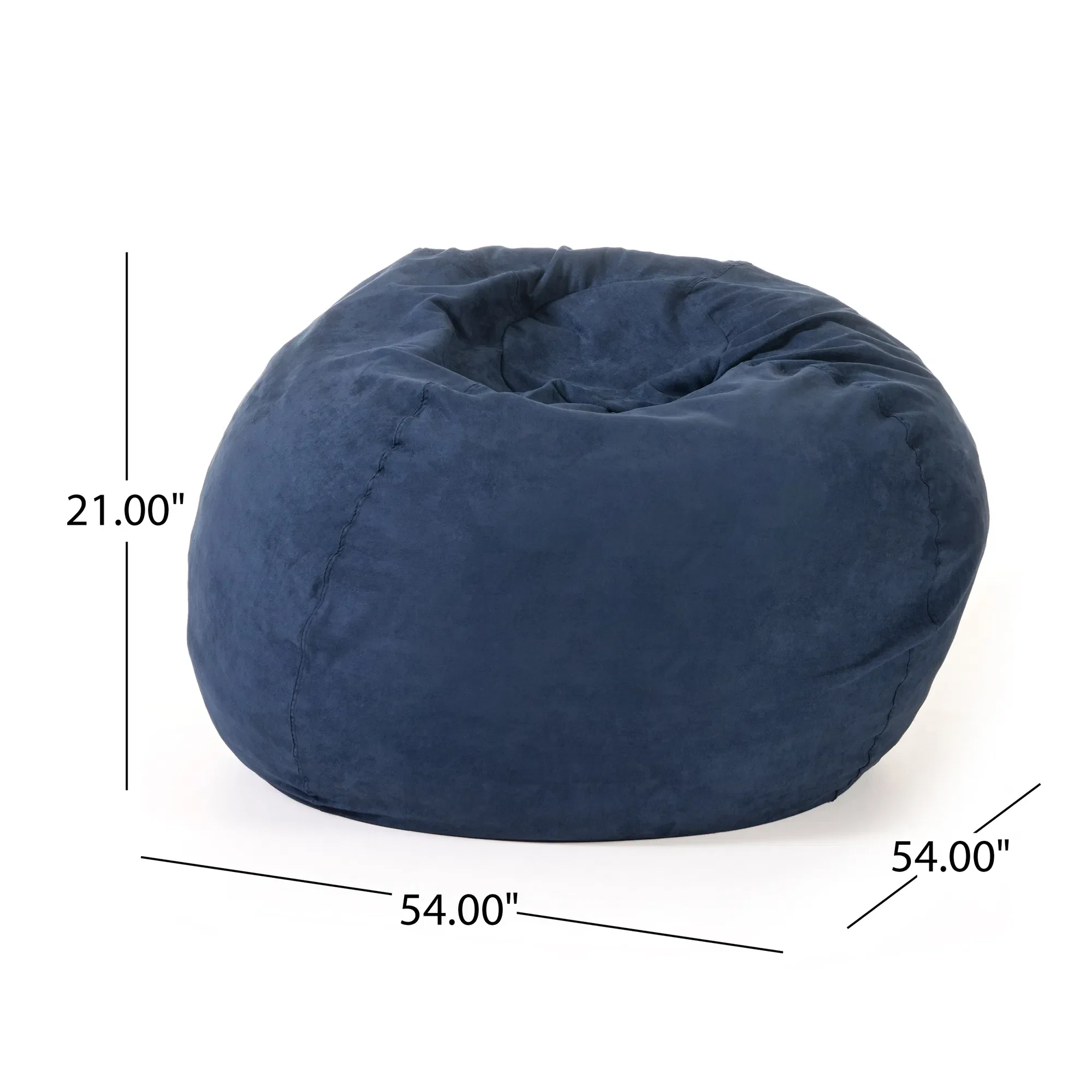 5-Foot Comfortable High-Density Shredded Foam Bean Bag Chair with Removable Microsuede Cover Bedroom Floor Lounge Midnight Blue