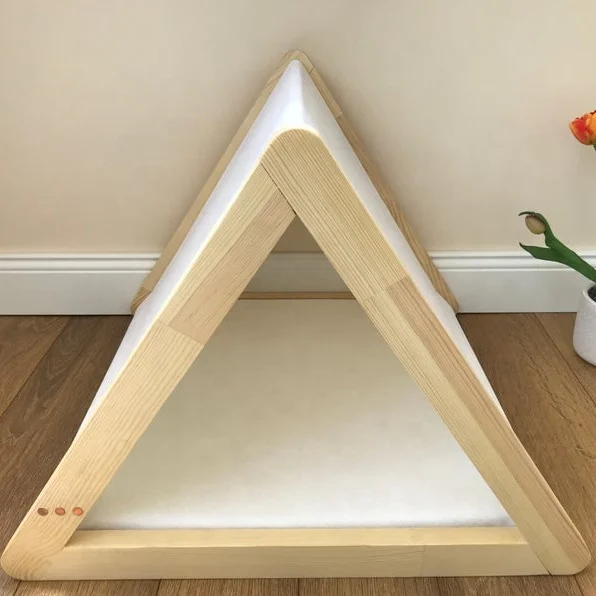 

Pine And Flannel Soft Cat Tepee With Bed Small Pet House Wooden Cat Puppy Bed House