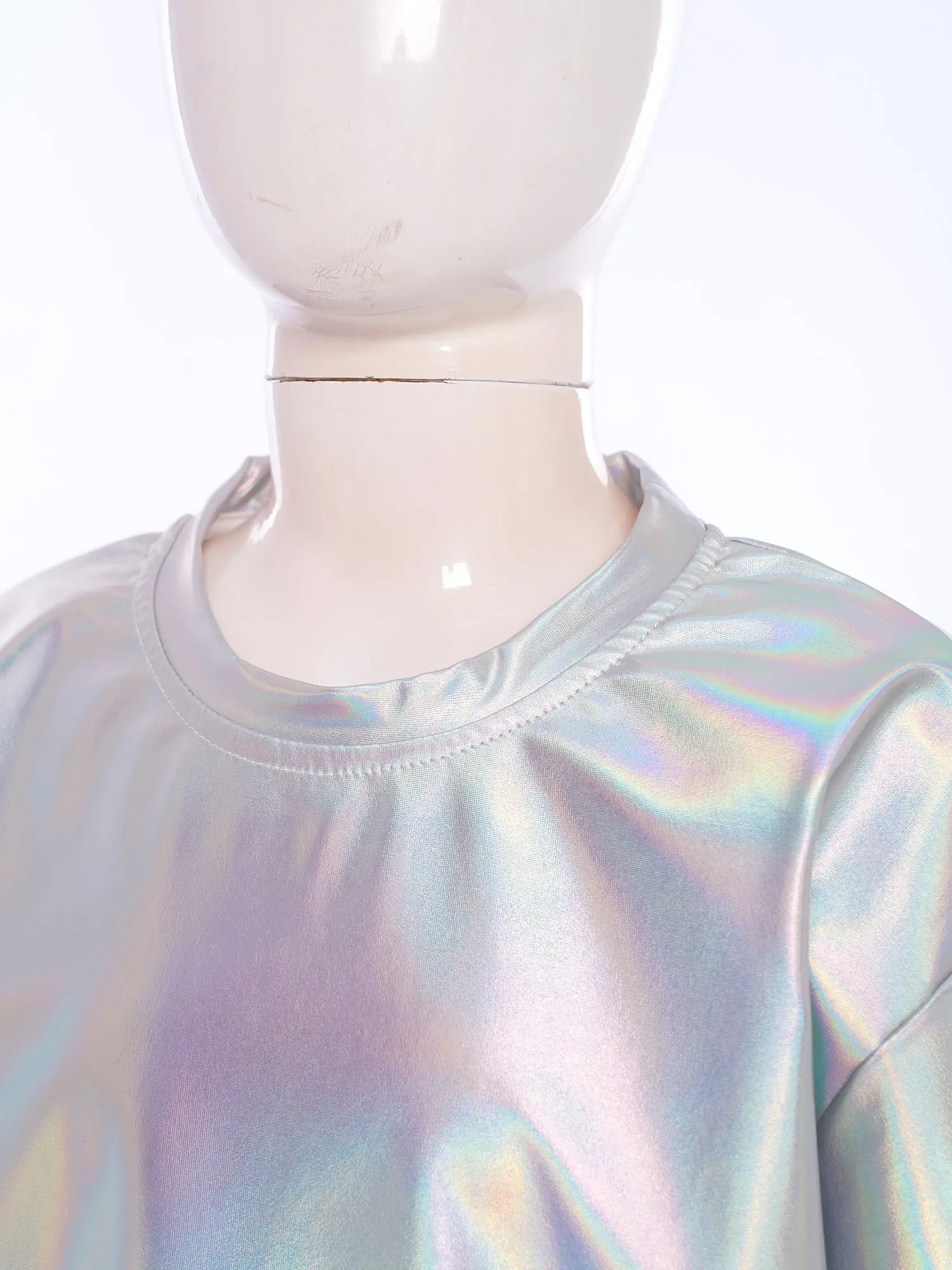 أزياء أطفال بنين الهيب هوب رقص الجاز الزي قصيرة الأكمام لامع تي شيرت مع جيوب حزام مطاط السراويل أداء مجموعات #5