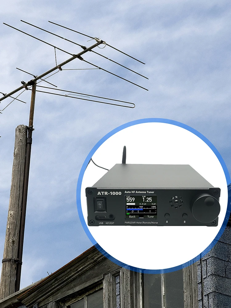 AMNVOLT ATR1000 1000W 1.8-30MHz 자동 안테나 튜너 3 모드 HF 단파 라디오 튜너 경량 WIFI 리모컨 지원