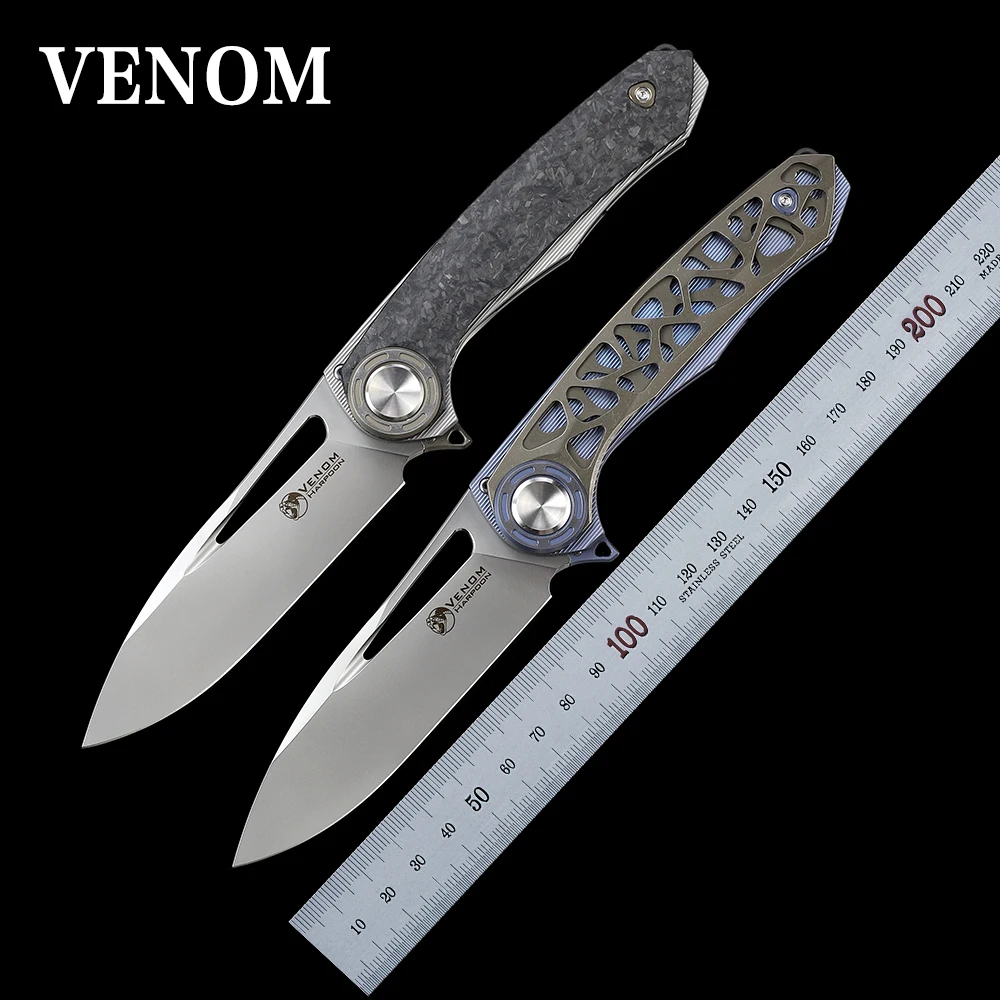 

VENOM Folding knife M390 Steel Knife Titanium Alloy+Carbon Fiber Portable Self-defense Knife Camping Survival Tools