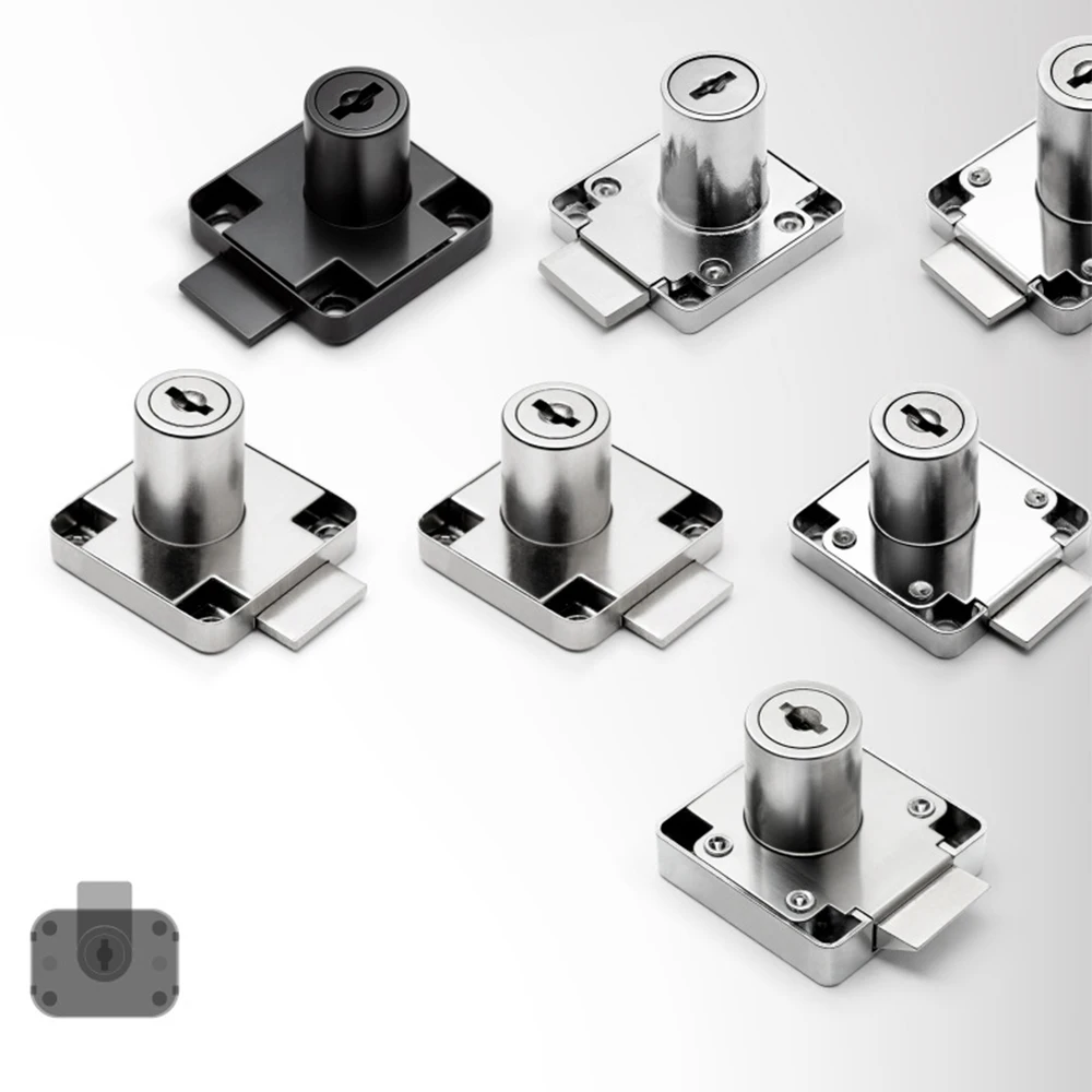 Cabinet Drawer Lock Zinc Alloy Cold-rolled Steel Anti-Theft Safety Lock with Key Home Office Furniture Cupboard Desk Drawer Lock