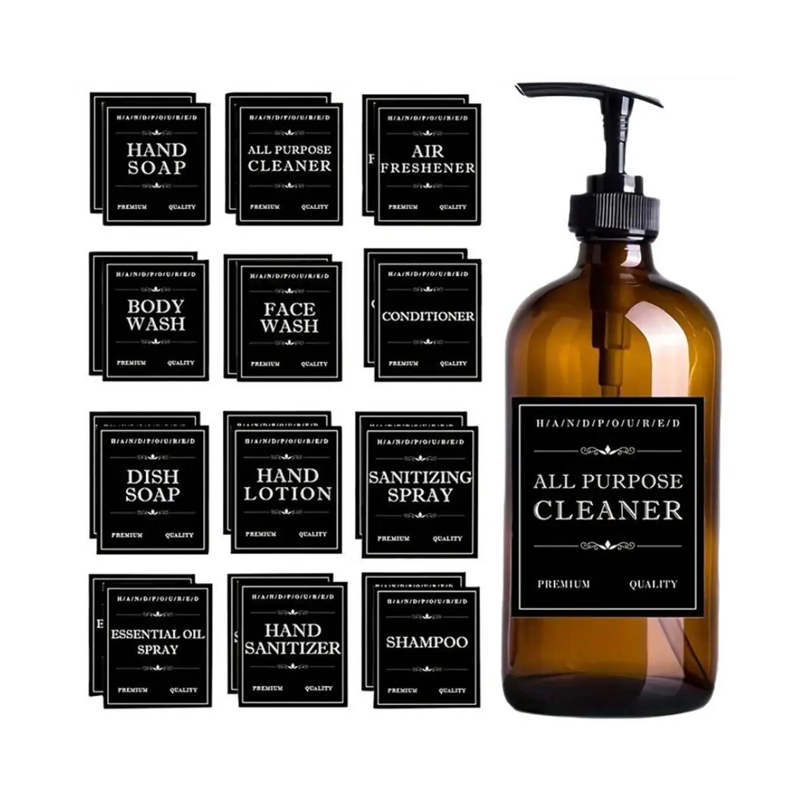 Hand Soap Bottle Labels Elegant Waterproof Paper Stickers for Shampoo Body Wash Bathroom Dispenser Identification