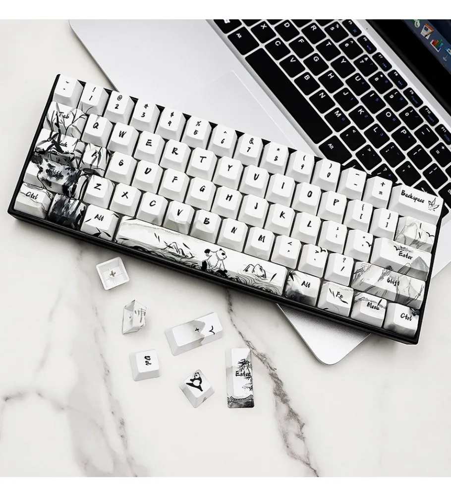 Ink Panda Keycap OEM Height PBT Five-Sided Sublimation Adaptation 61 64 68 87 104 108 Keyboard
