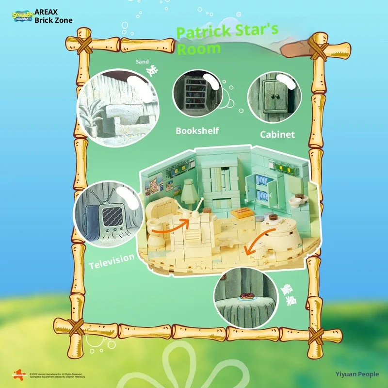 

Areax Spongebob Patrick Star Rock House Building Blocks DIY Assembly Blind Box Creative Educational Toy for Kids Christmas Gift