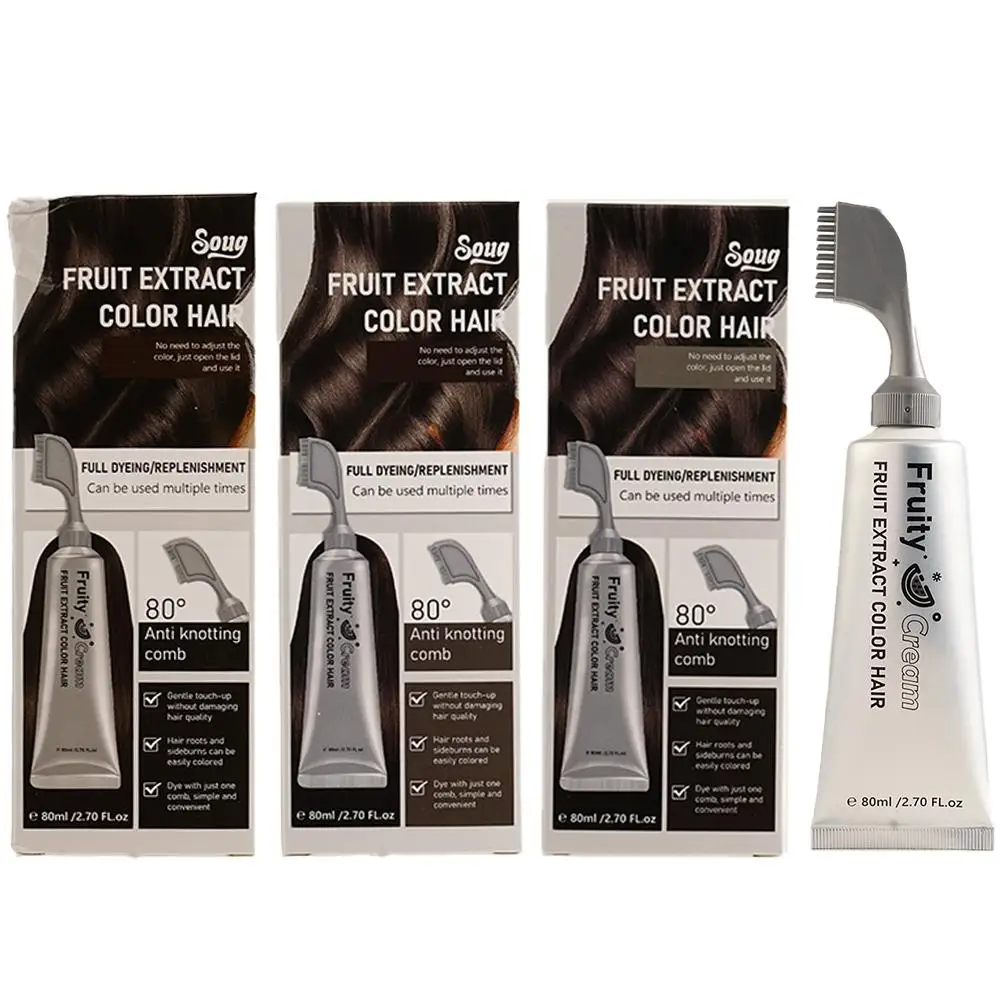 

Крем-краска для волос с расческой Стойкое покрытие Белый Серый крем для волос Фруктовая краска для волос Натуральный мягкий экстракт Крем-краска для волос