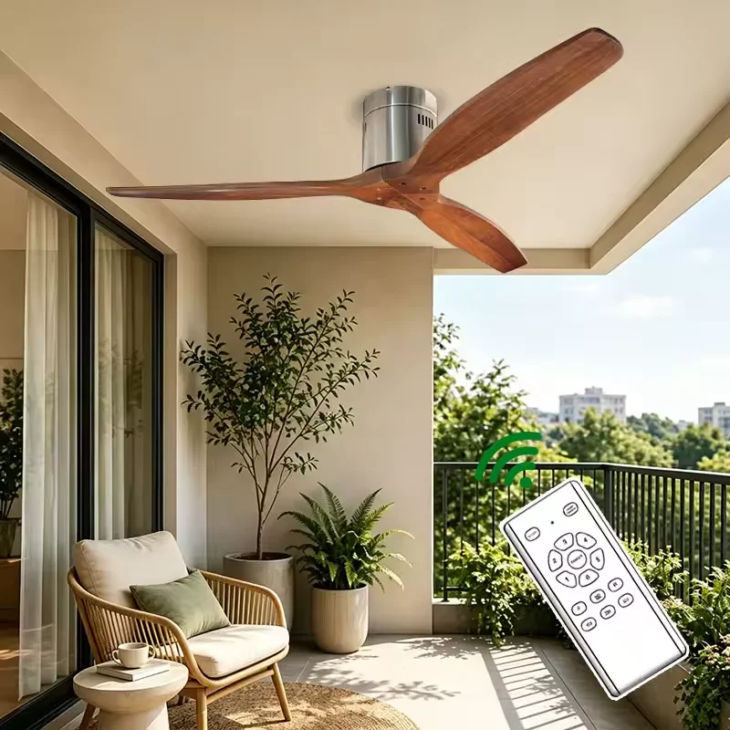52 Inch Solid Wood Ceiling Fan Silent Remote Control Electric Fan Dining Room Living Room Variable Frequency Ceiling Fan