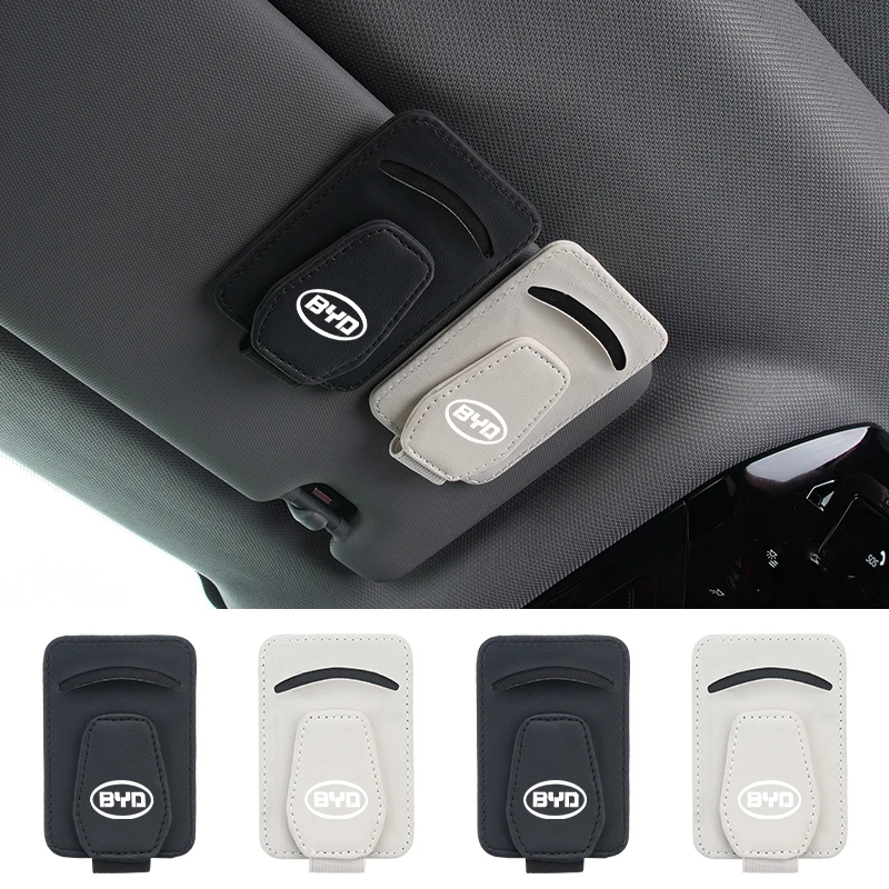 

Car Leather Sunglasses Holder Clip Sunshades Card Holder Auto Accessories For BYD F3 I3 F0 F6 S6 S8 E5 E6 G3 G6 L3 S7 M6 Tang