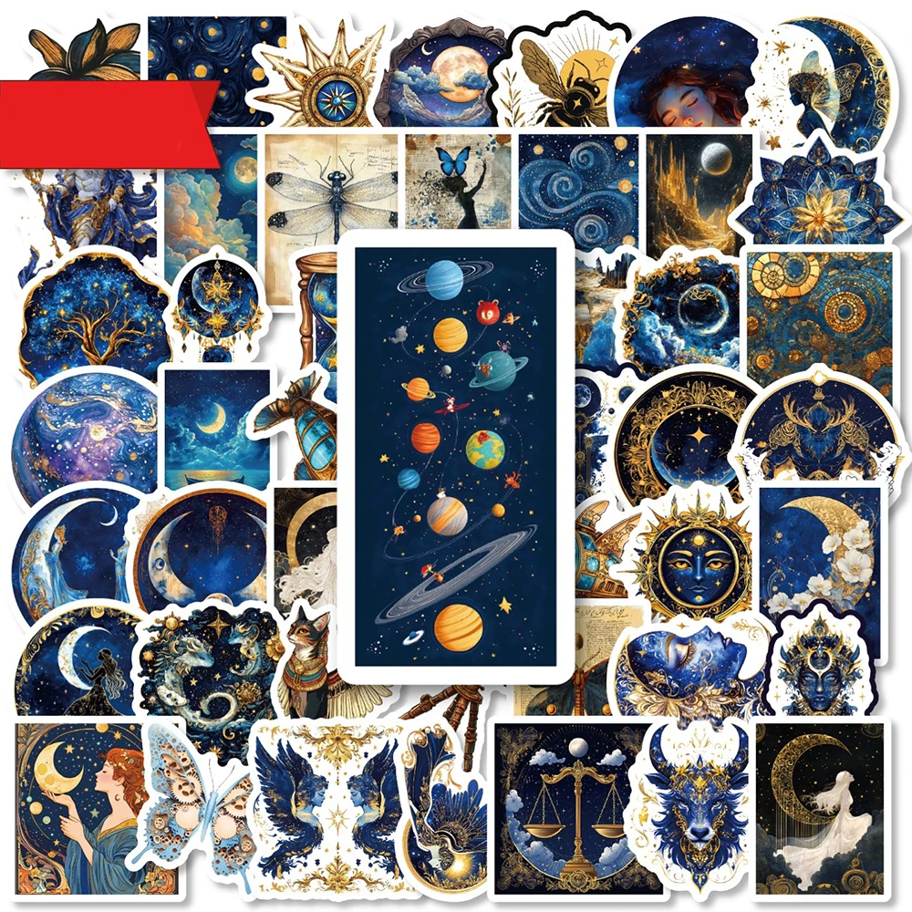 10/30/50pcs Cartoon Astronomy Universe Galaxy Stickers Planets Moon Aesthetic Decals for Skateboard Phone Cool Graffiti Sticker